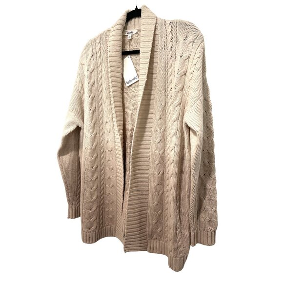 Splendid Ombre Cable Knit Open Front Cardigan Sweater Medium NWT - Picture 2 of 5